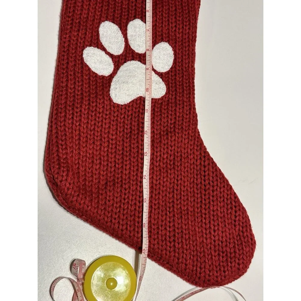 Target Wondershop Knit Dog Puppy Paw Print Embroidered Christmas Stocking Pocket